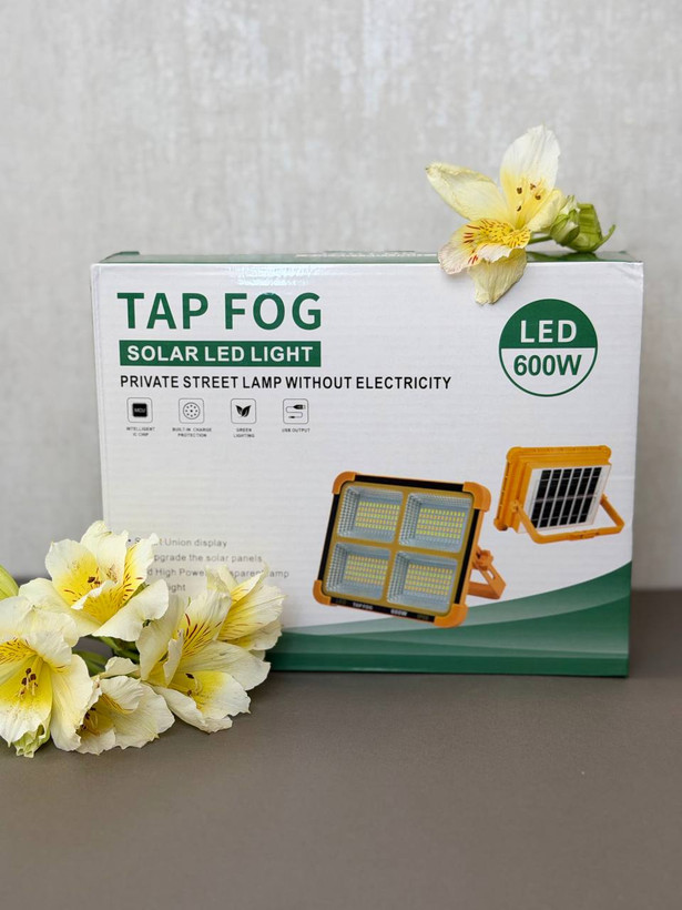 چراغ خورشیدی 600 وات اورجینال شارژی LED با پنل سولار و پاوربانک| مناسب باغ، ویلا و قطعی برق